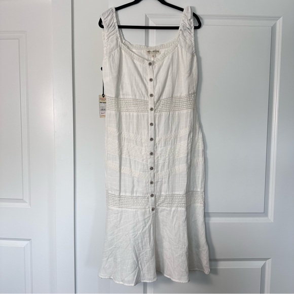 NWT! Idyllwind (L) Utopia Gauze Midi Dress White Lace Flutter Skirt Western Vibe - Picture 4 of 10